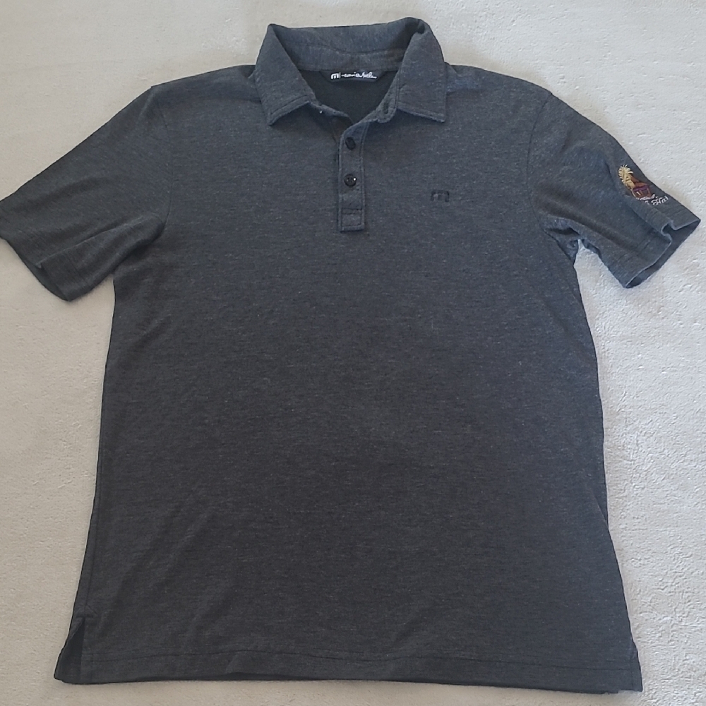 Travis Mathew Polo Shirt Gray Golf Casual Short Sleeve Mens S Pima Cotton Blend